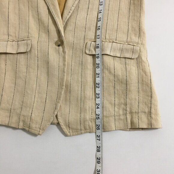 Forte Forte NWT Womens 2 Sand Yellow Pinstripe Linen Cotton Blend Blazer Jacket - Picture 14 of 16